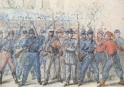 Frank Vizetelly Union Soldiers Attacking Confederate Prisoners in the Streets of Washington oil painting